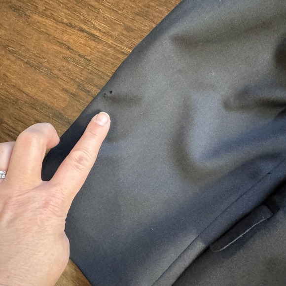 CANALI Mens 3 Button Suit Jacket Lana Wool Blazer Coat Black Mens 44 L FLAWS - Picture 12 of 13